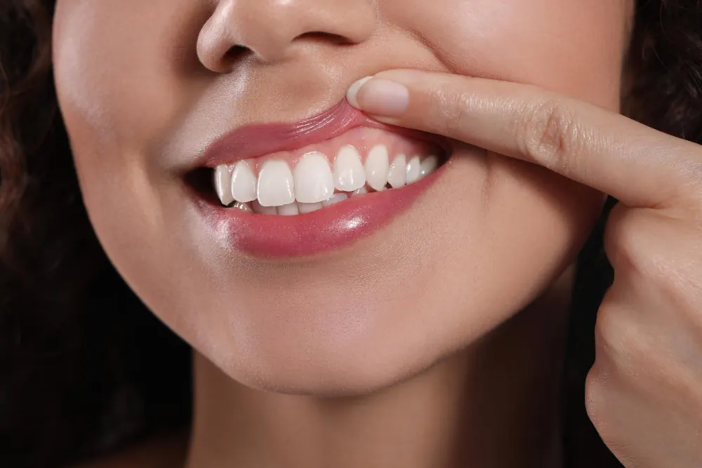 Healthy teeth and gums maintained through regular dental hygiene appointments.