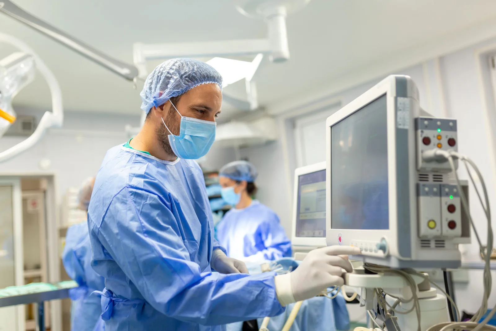 Sedation equipment is monitored throughout the procedure.