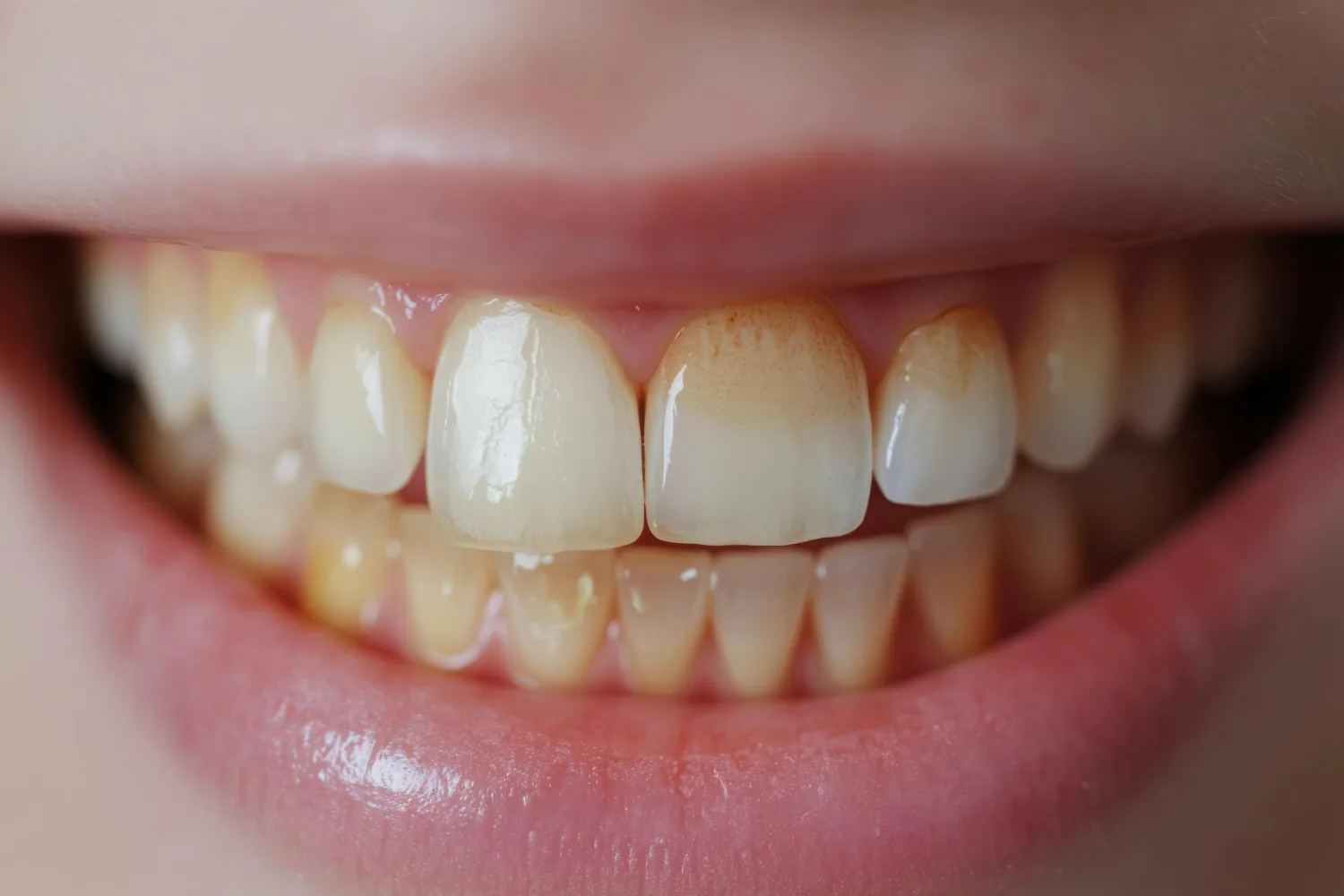Tooth discolouration can occur due to extrinsic stains, intrinsic discolouration and poor oral hygiene.